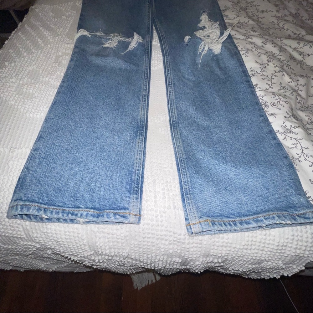Agolde Wilder Jean Blue Distressed Ripped Women Jeans - Picture 6 of 12
